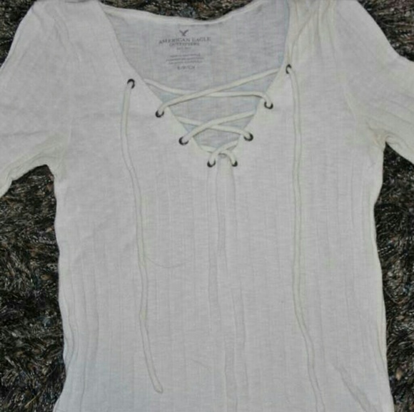 American Eagle Lace Up Shirt Small - Picture 4 of 5